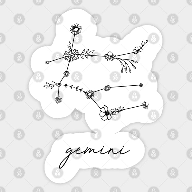 Gemini Zodiac Wildflower Constellation Sticker by aterkaderk